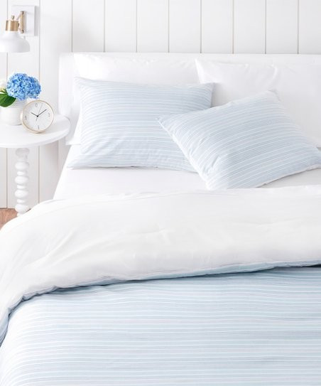 Blue Stripe Homestead 180-Thread Count Cotton Duvet Cover Set | Zulily