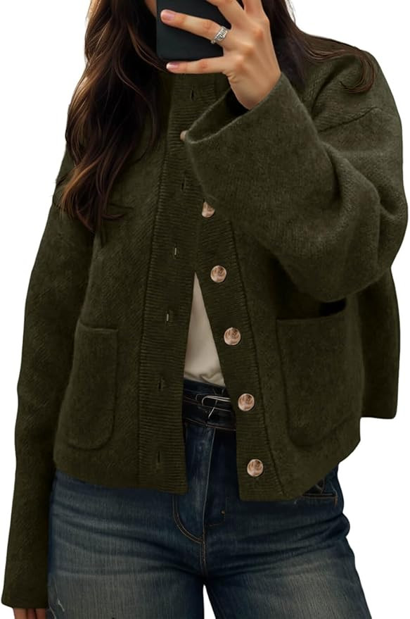 Cicy Bell Womens Chunky Knit Cardigan Sweaters Button Down Mock Neck Open Front Jacket Winter Cas... | Amazon (US)