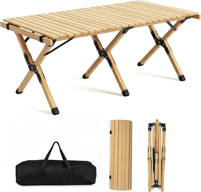 COSTWAY Folding Picnic Table, Portable 4ft Roll Up Camping Table with Storage Bag, for 4-6 People... | Amazon (US)
