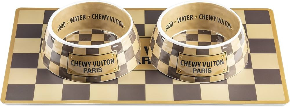 Haute Diggity Dog Checker Chewy Vuiton Dog Bowls & Placemat, Dog Food & Water Bowls, Food Grade B... | Amazon (US)