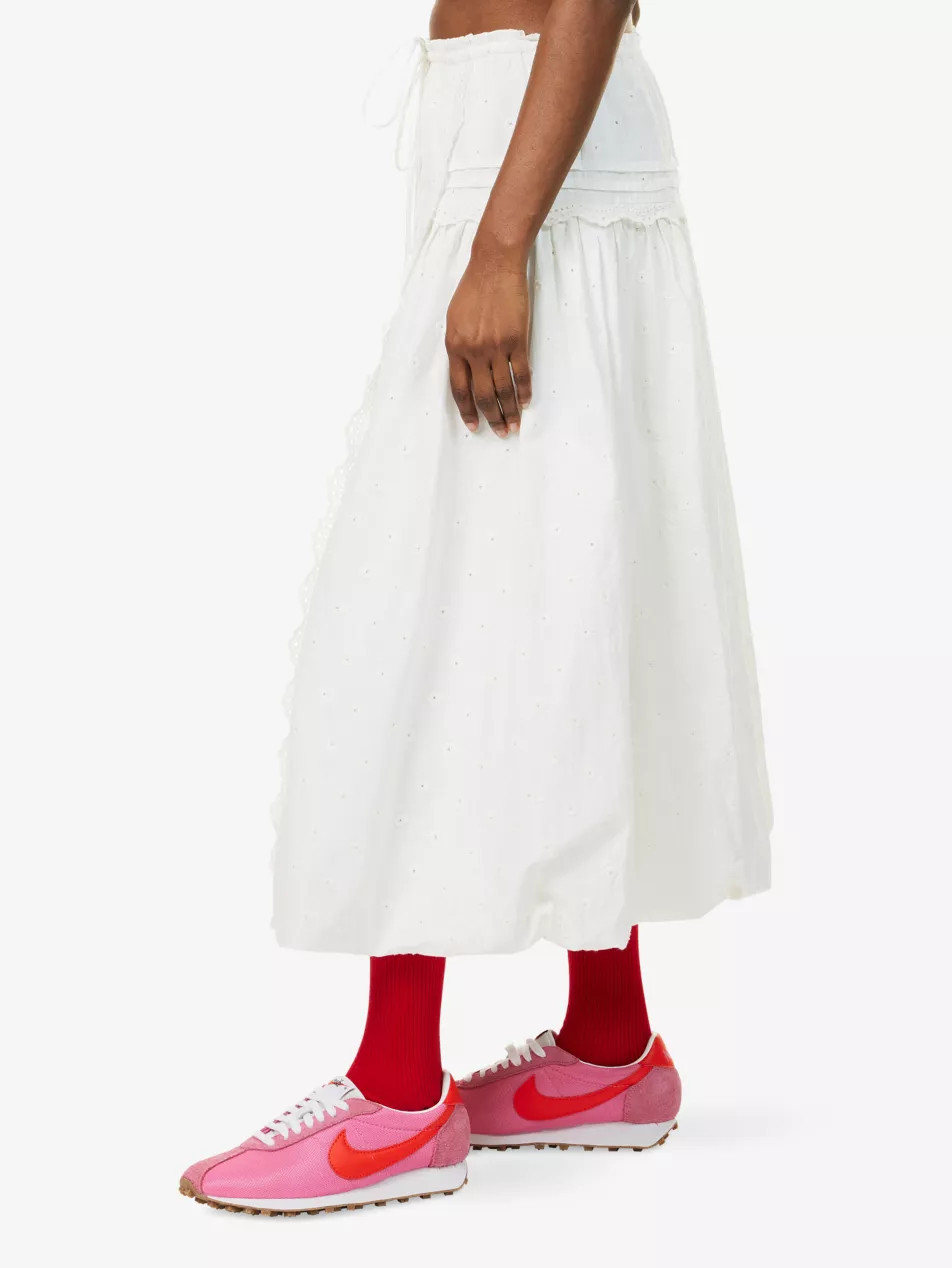 Agatha Puffball Cotton-Poplin Midi Skirt | Selfridges