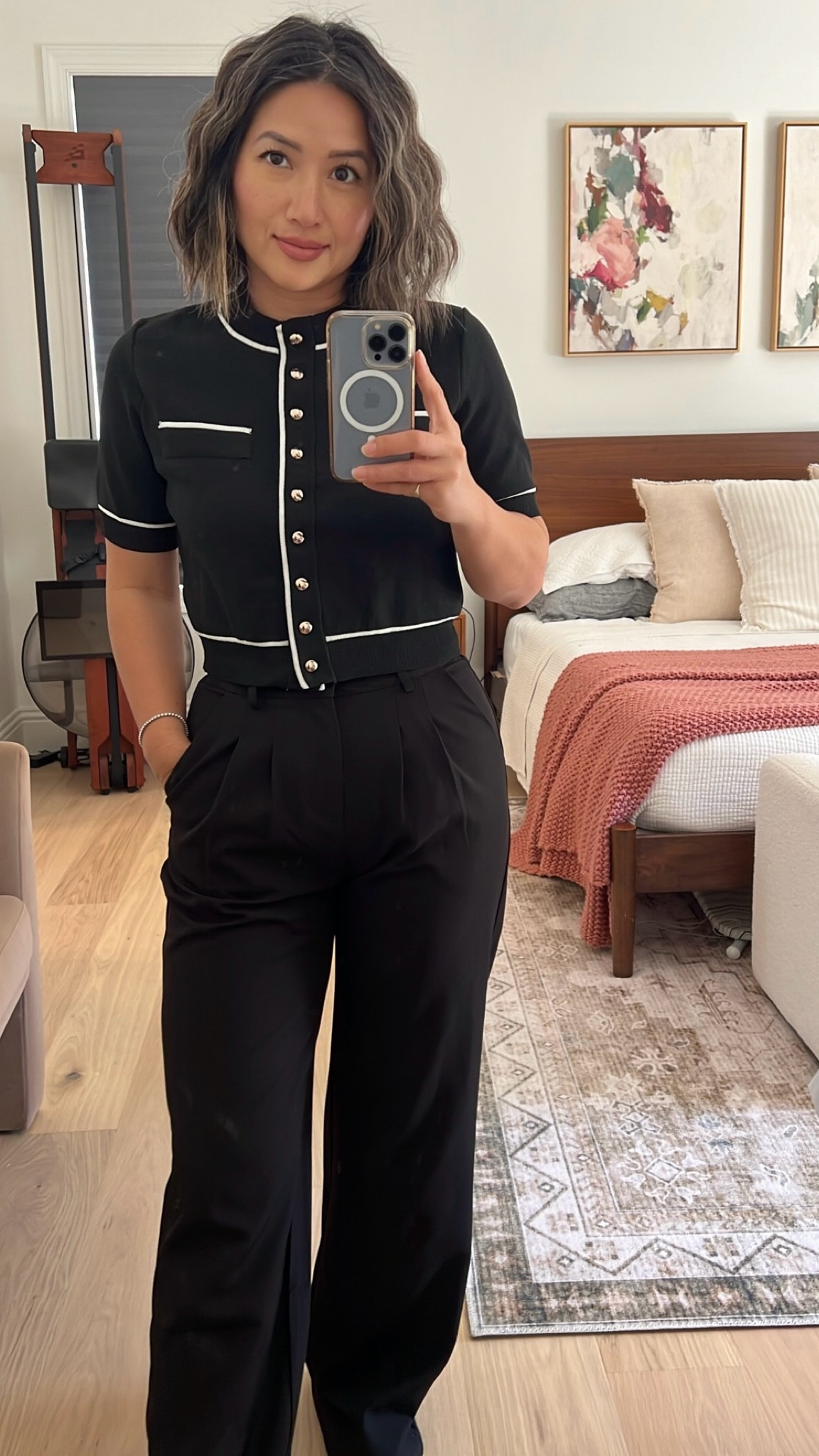 Even though I work from home, I get dressed like I am going to the office most days. It makes me feel a lot better and I swear I am so much more productive. I love this little sweater - you can dress it up or dress it down with a cute pair of jeans. I meant to put on some color today but somehow gravitated to all black  

#LTKFindsUnder50 #LTKStyleTip #LTKSeasonal