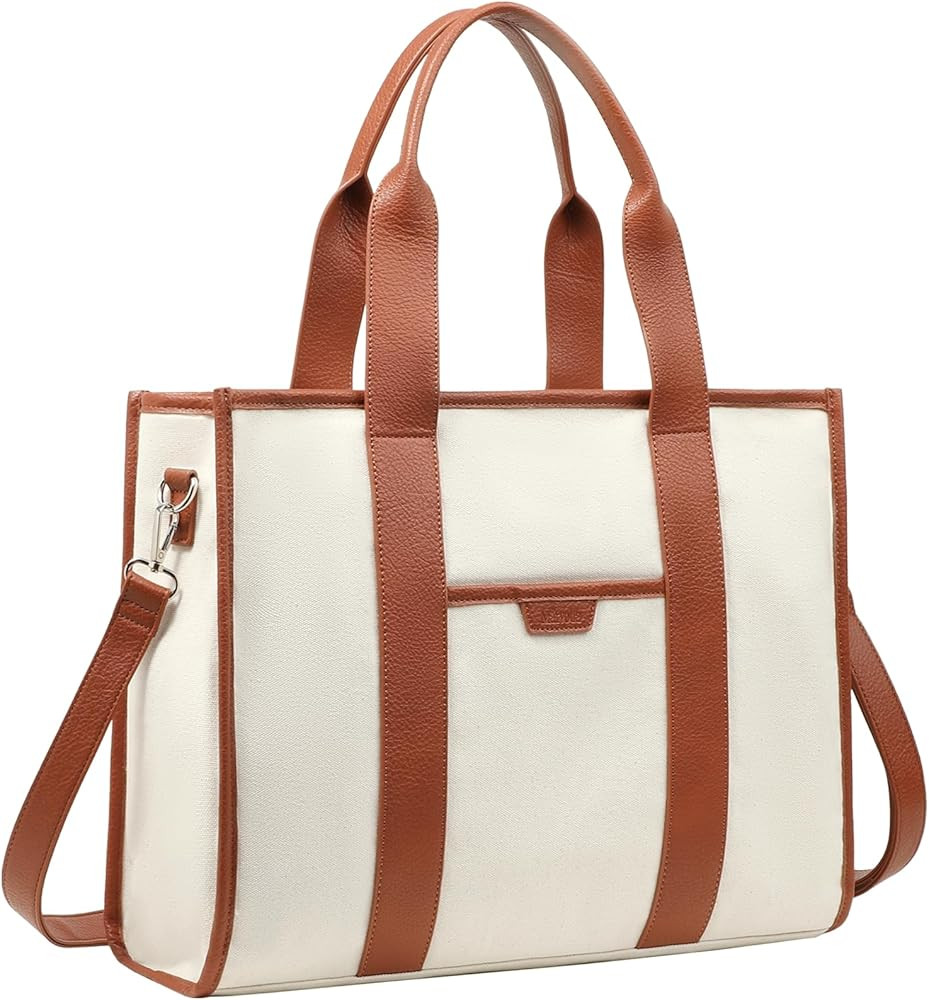 Marvolia Canvas Tote Bag for Women - Large Laptop Tote Bag 15.6 inches Casual Briefcase Work Tote... | Amazon (US)