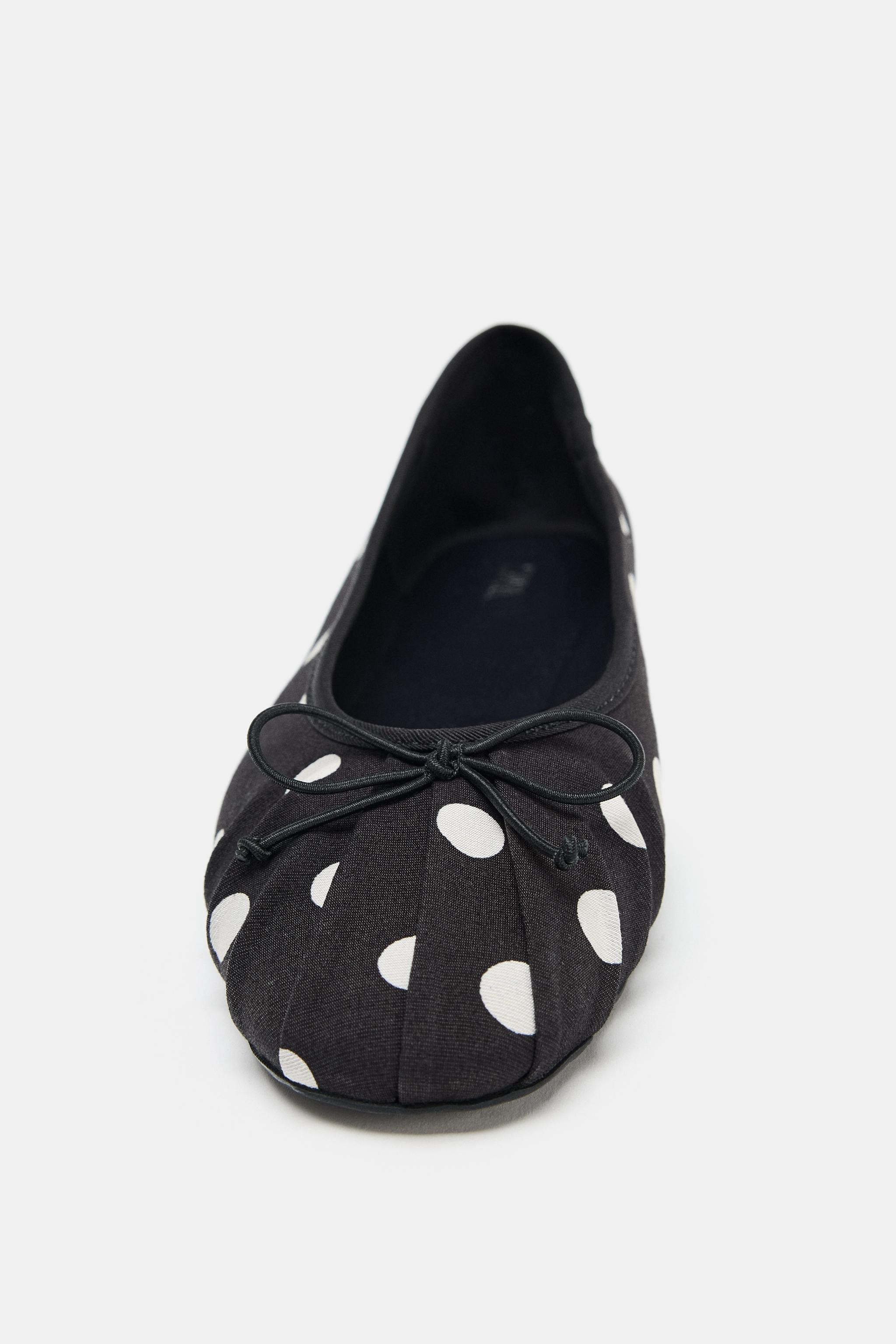 POLKA DOT BALLET FLATS WITH BOW | Zara US