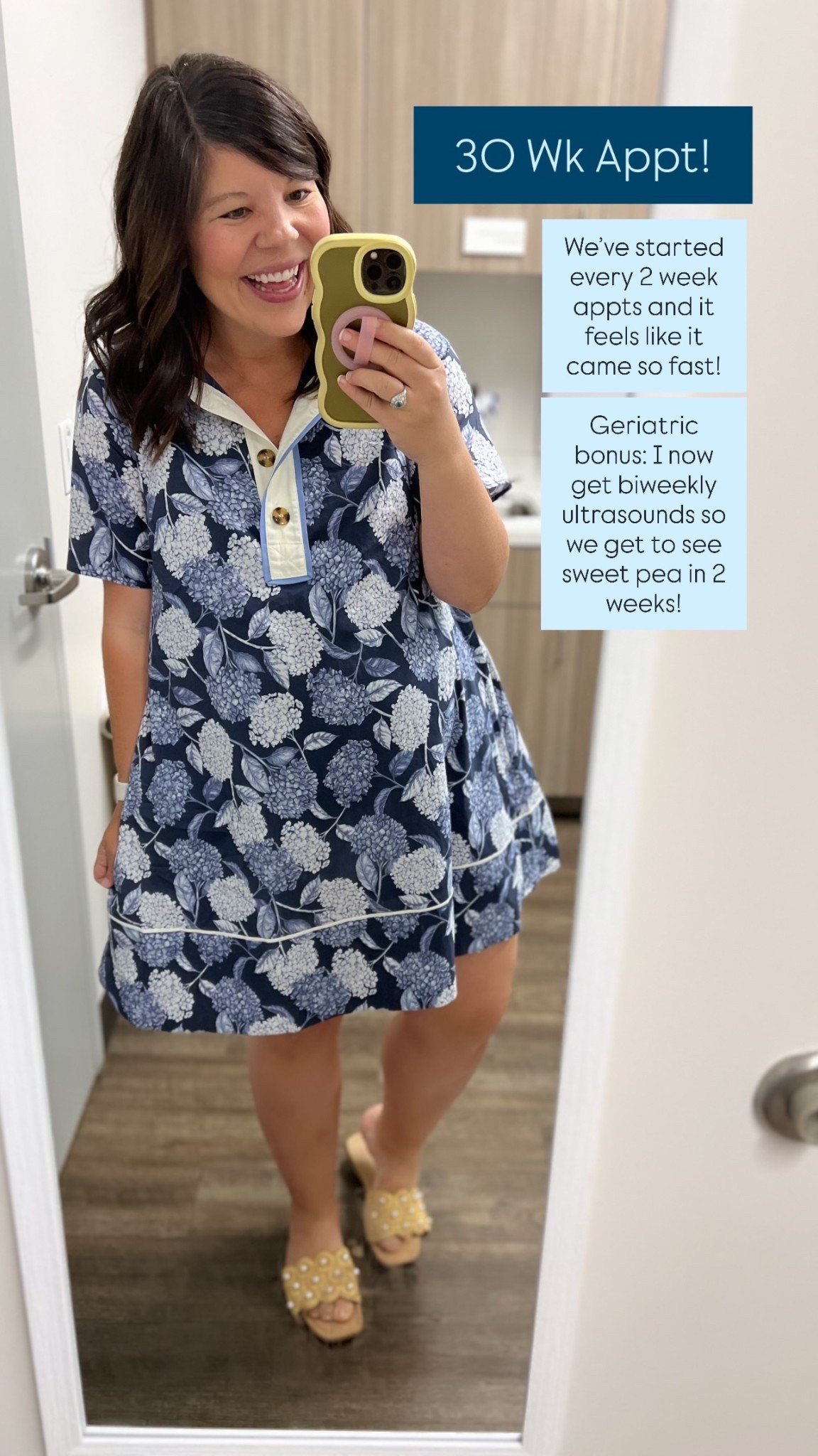 30 Wk Appt! We’ve started every 2 week appts and it feels like it came so fast! 

Geriatric bonus: I now get biweekly ultrasounds so we get to see sweet pea in 2 weeks!