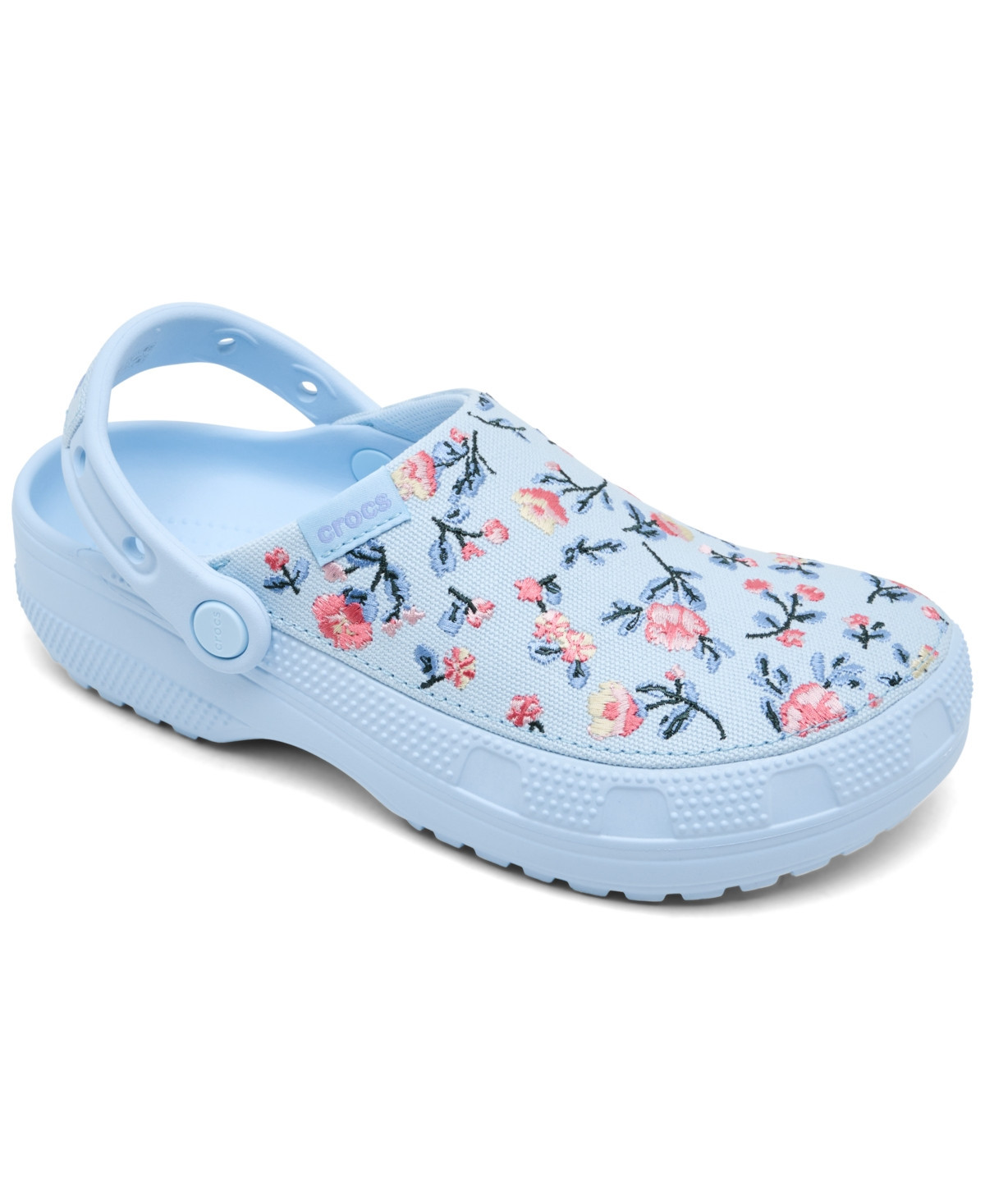 Crocs Women's Classic Crafted Floral Clogs from Finish Line - Blue Frost | Macy's