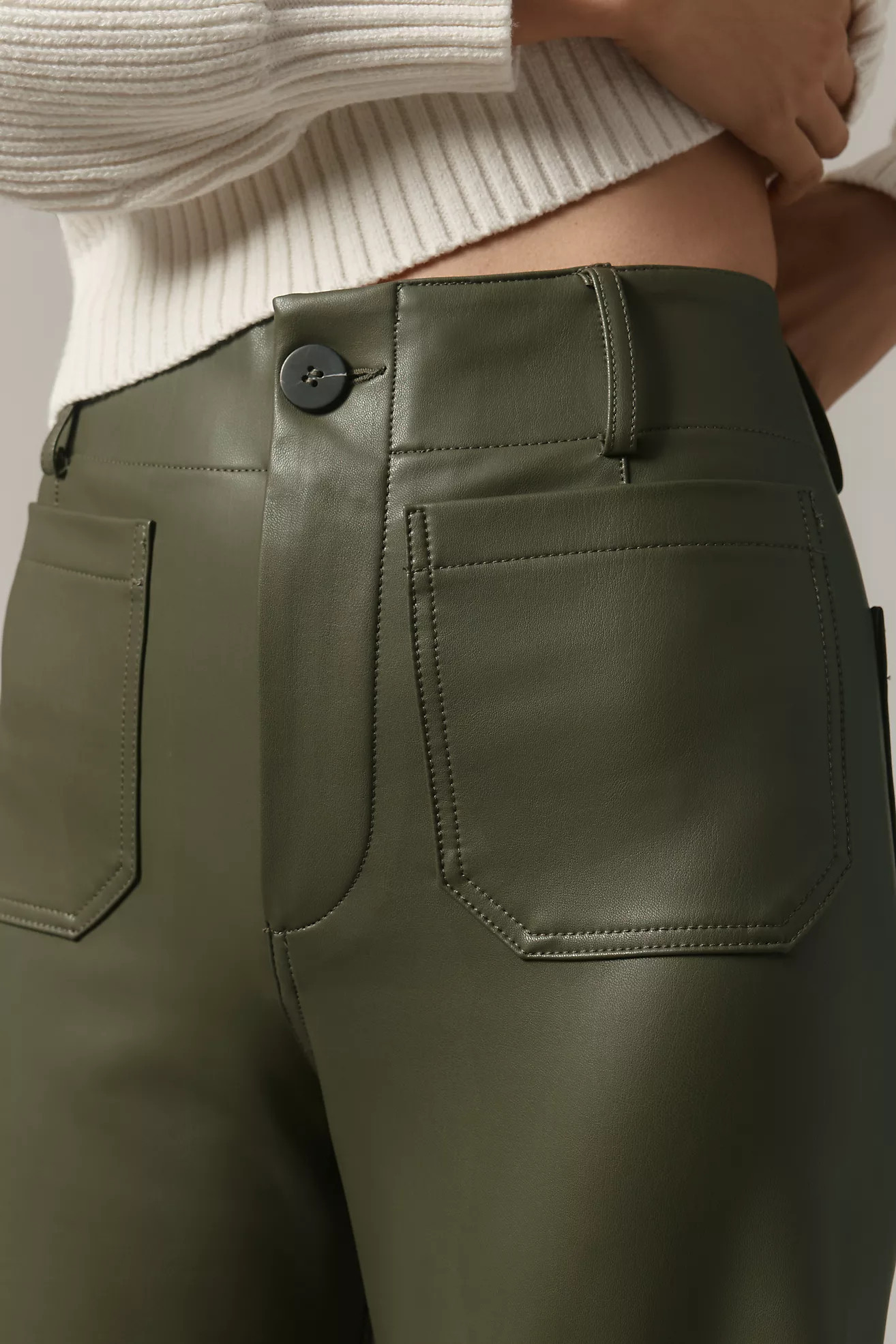 The Colette Cropped Wide-Leg Pants by Maeve: Faux-Leather Edition | Anthropologie (US)