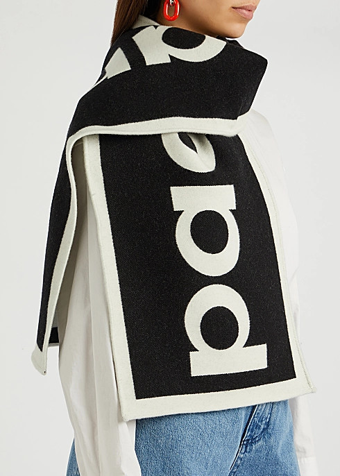 Monochrome logo wool-blend scarf | Harvey Nichols (Global)