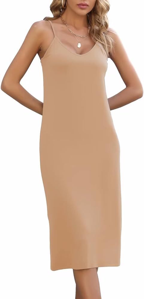 Women's Full Slips Cami Long Spaghetti Strap Under Dress | Amazon (US)