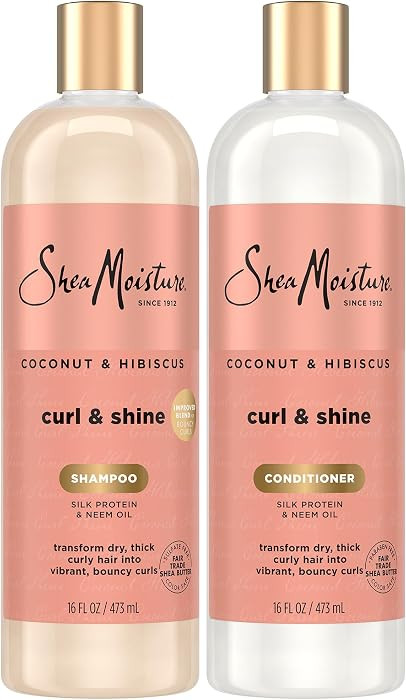 SheaMoisture Coconut & Hibiscus Curl & Shine Shampoo & Conditioner for Bouncy Curls, Frizz Contro... | Amazon (US)