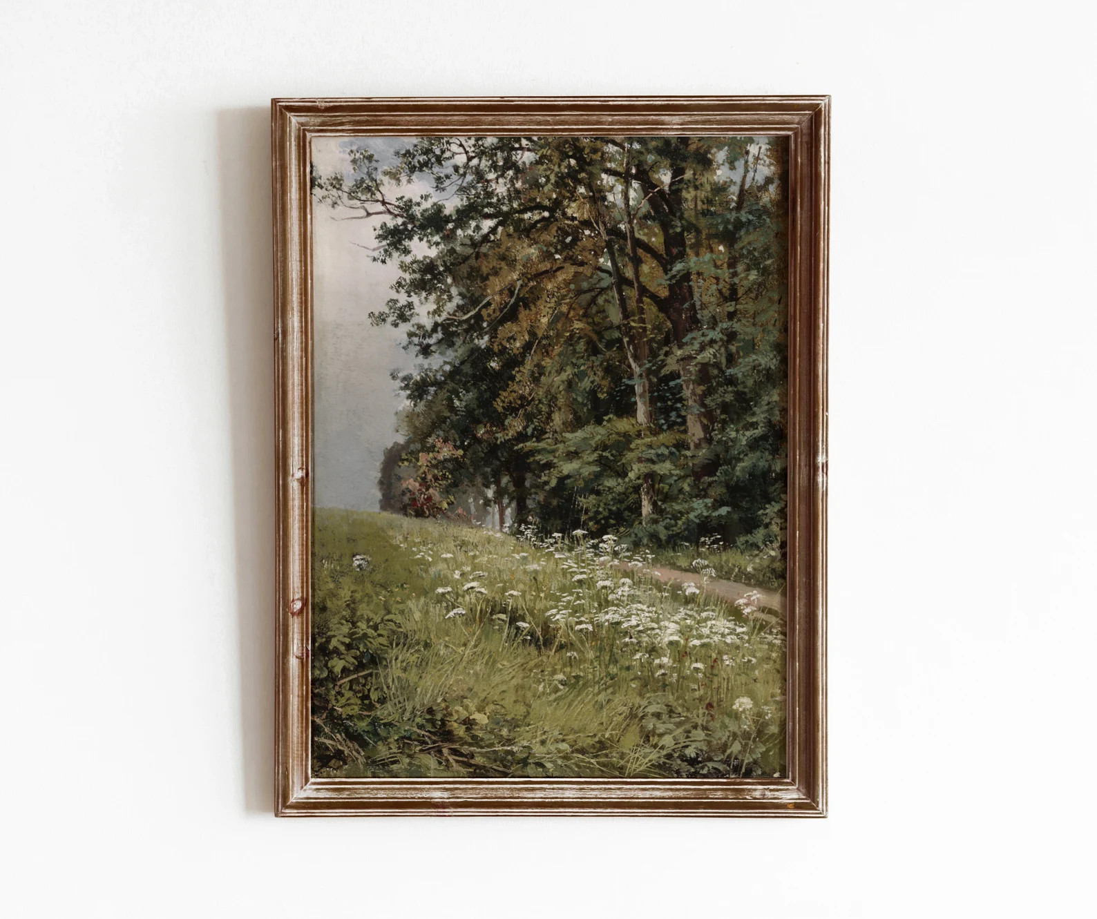 Flower Field Near Woods  Vintage White Flower Nature Painting | Etsy | Etsy (US)