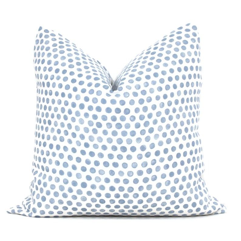 Lisa Fine Light Blue Dots Decorative Pillow Cover  18x18, 20x20, 22x22, Eurosham or lumbar, blue ... | Etsy (US)