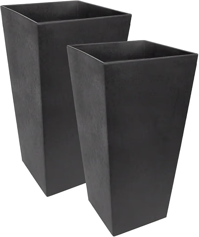 15in W x 28in H Sonata Tall Square Tapered Recycled Self-Watering Indoor/Outdoor Large Planter in... | Amazon (US)