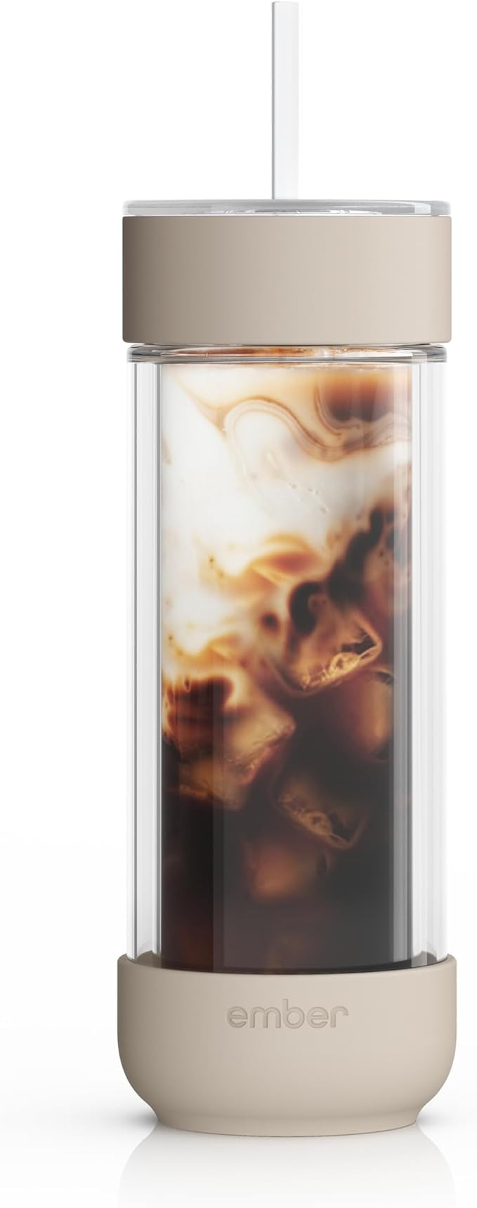 Ember Cold Tumbler 16 oz – Insulated Glass Iced Coffee Cup with Straw & Spill-Proof Lid, Keeps ... | Amazon (US)