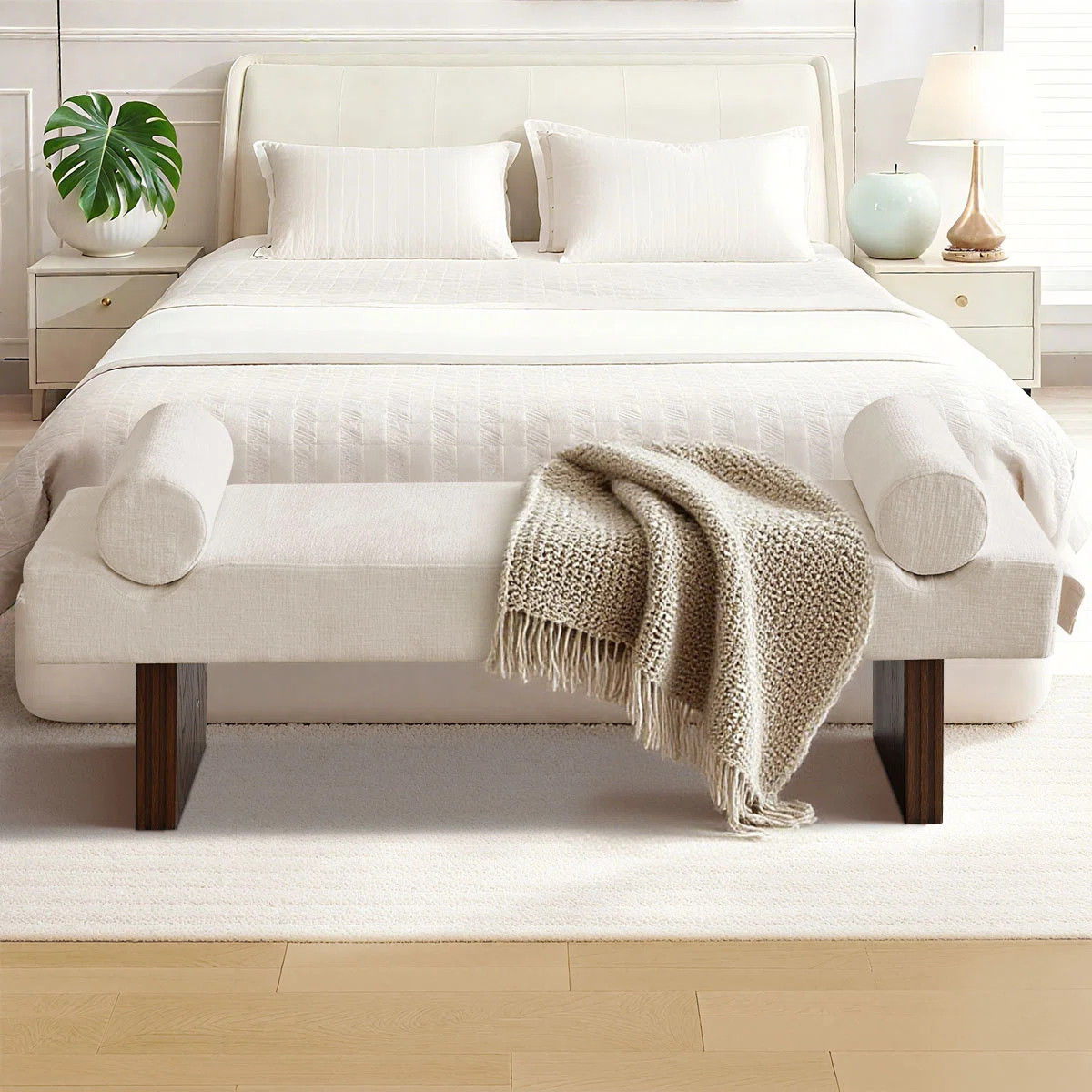 60" Chenille Upholstered Entryway / Bedroom /Dining Bench | Wayfair North America