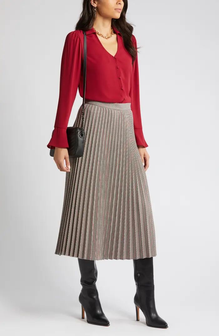 Dainty Plaid Pleated Midi Skirt | Nordstrom