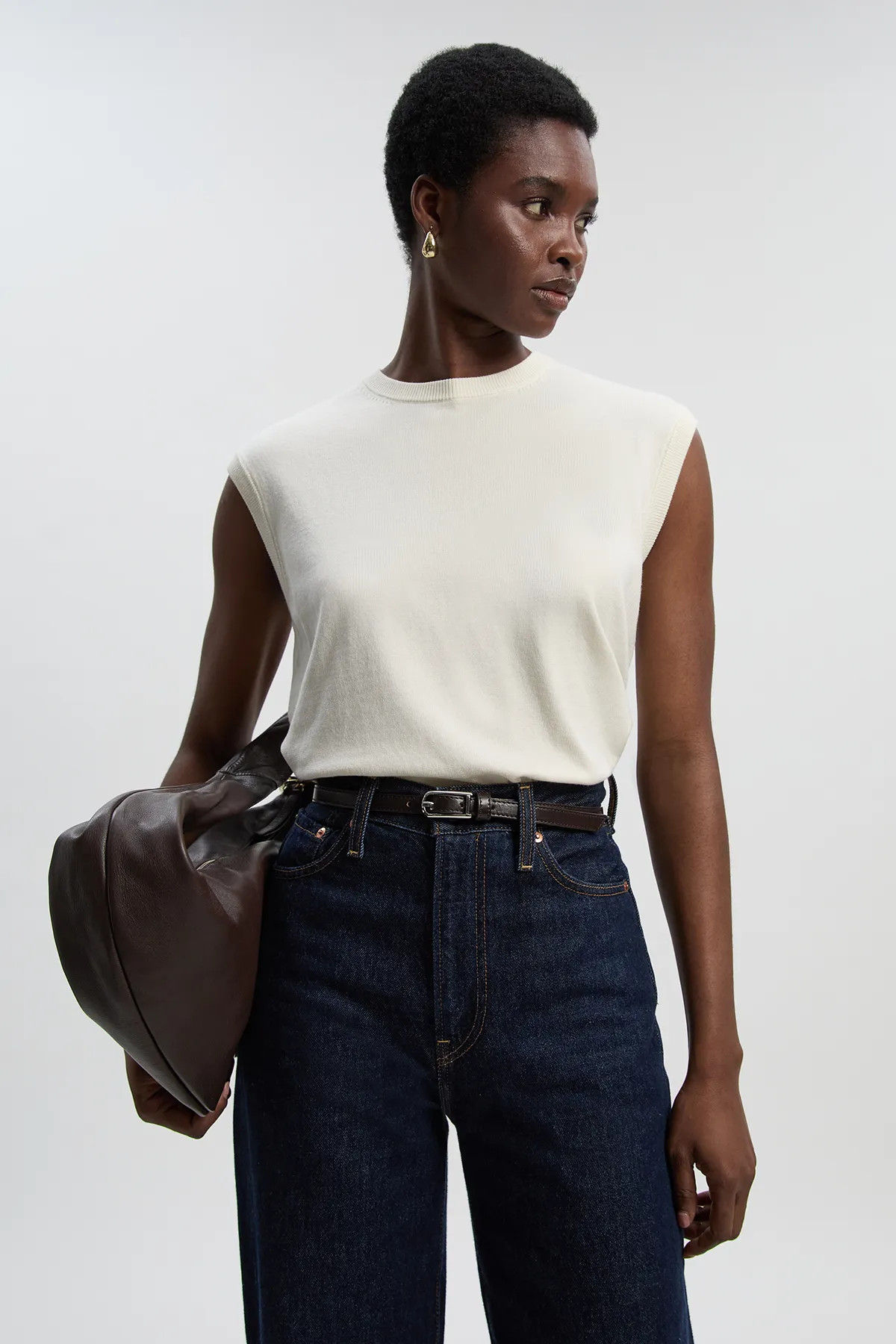 Ivory Viscose Blend Knit Top | Karen Millen USA | Karen Millen US