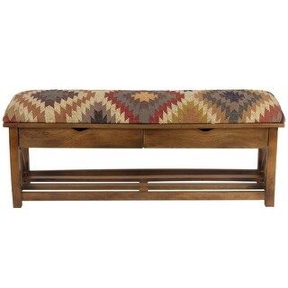 Handmade Kilim Upholstered Storage Bench (India) - 47" L x 10" W x 16" H | Bed Bath & Beyond