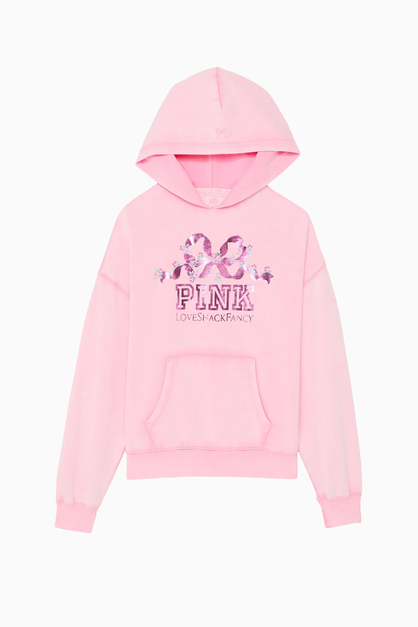 PINK x LoveShackFancy Ivy Fleece Hoodie - PINK LOLLIPOP WASH / XXL | LoveShackFancy