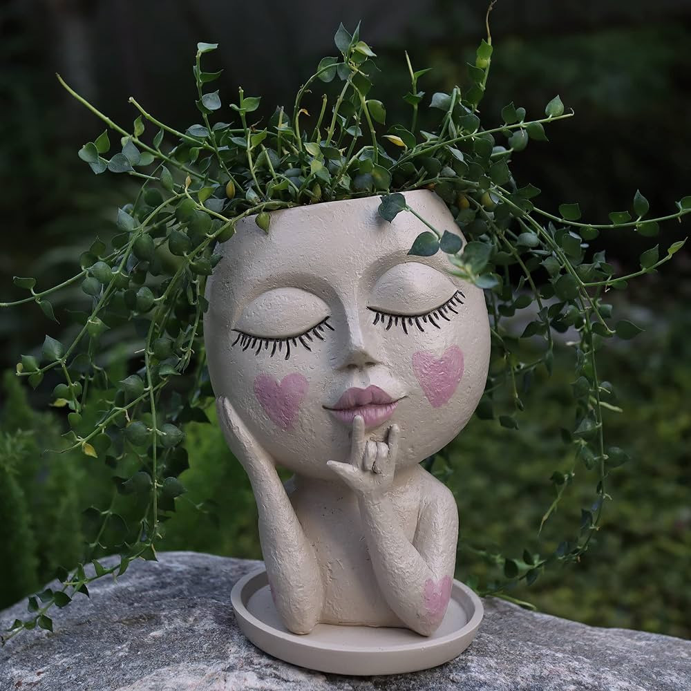 Face Flower Pots Head Planter, Cute Resin Planters for Indoor Outdoor Plants, Macetas para Planta... | Amazon (US)