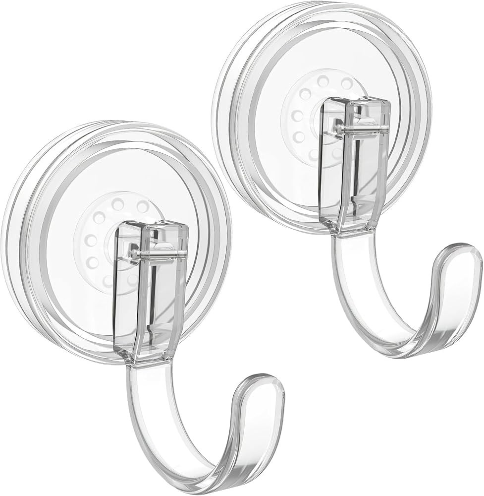 Clear 22 LB Strong Suction-Cup Wreath Hooks - 2 Pack Door Hanger, Welcome Sign for Front Door Ind... | Amazon (US)