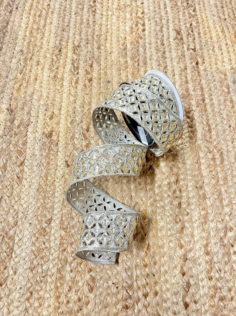 2 Inch Platinum Jeweled Luxury Ribbonfarrisilk 5 Yards - Etsy | Etsy (US)
