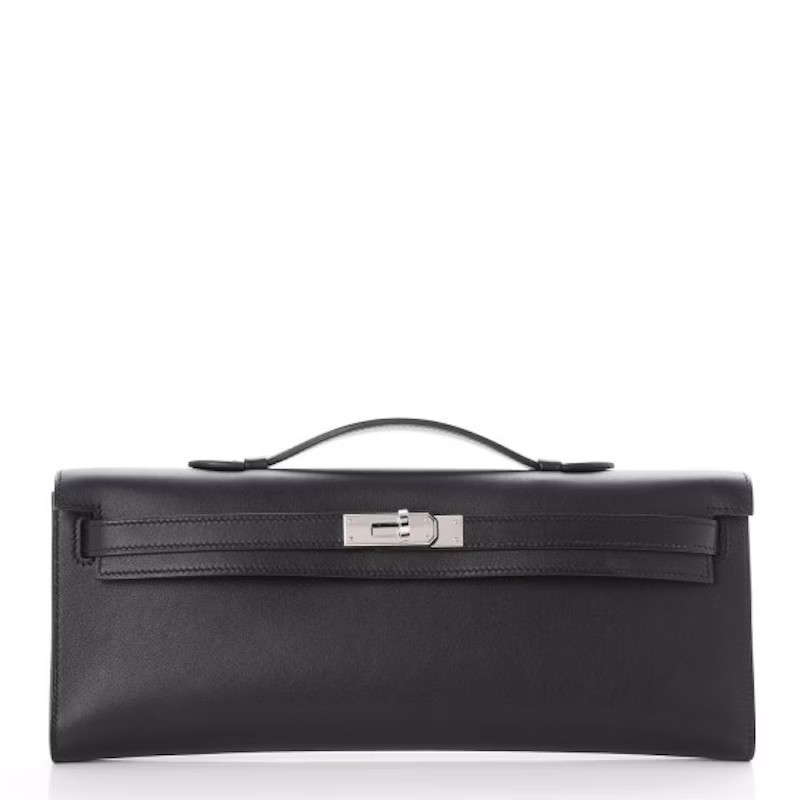 Women's Hermes Kelly Cut Pochette Swift Palladium Black in Noir | StockX