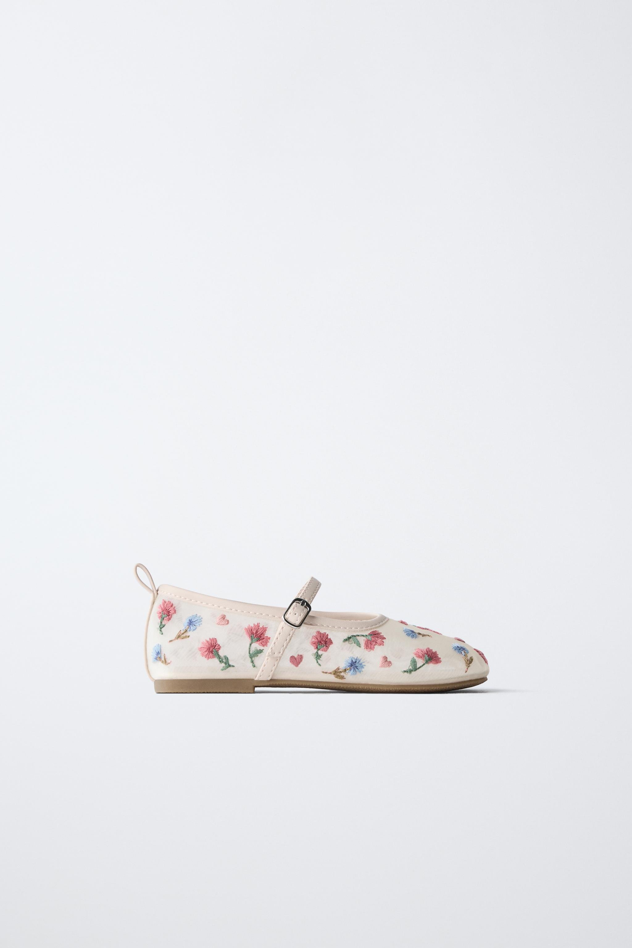 FLORAL EMBROIDERY BALLET FLATS | Zara US