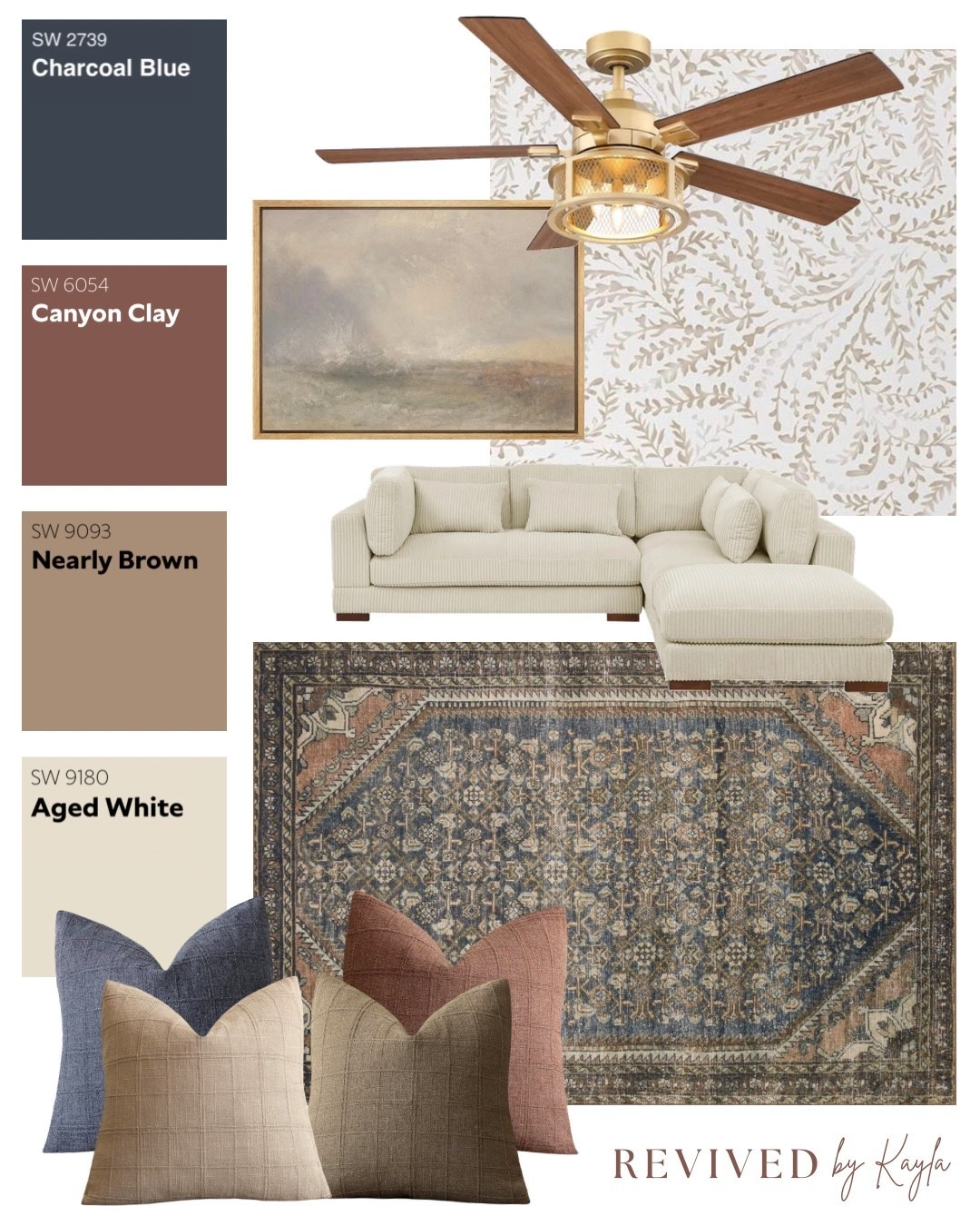 Living room design mood board with navy, rust, and brown decor ✨ 

#livingroom #moodboard #livingroomdesign #decor #homedesign #homedecor #interiordecor #decorating #earthtones #modernhome #homeinterior #moodboard #sherwinwilliams #wayfair #amazon

#LTKHome