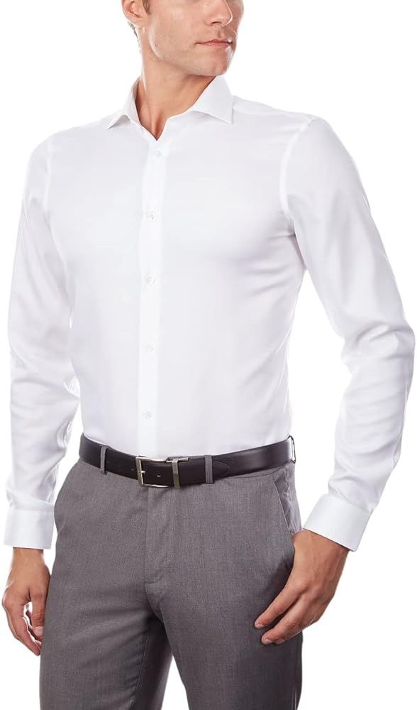 Calvin Klein Men's Dress Shirt Slim Fit Non Iron Stretch Solid | Amazon (US)