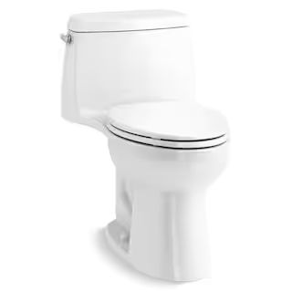 KOHLER Santa Rosa 1-piece 1.28 GPF Single Flush Elongated Toilet in White (Seat Included) 32901-0... | The Home Depot