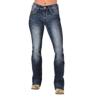 Cowgirl Tuff Dark Faded DFMI Womens Denim Jeans, Medium Wash (29 Long) | Target