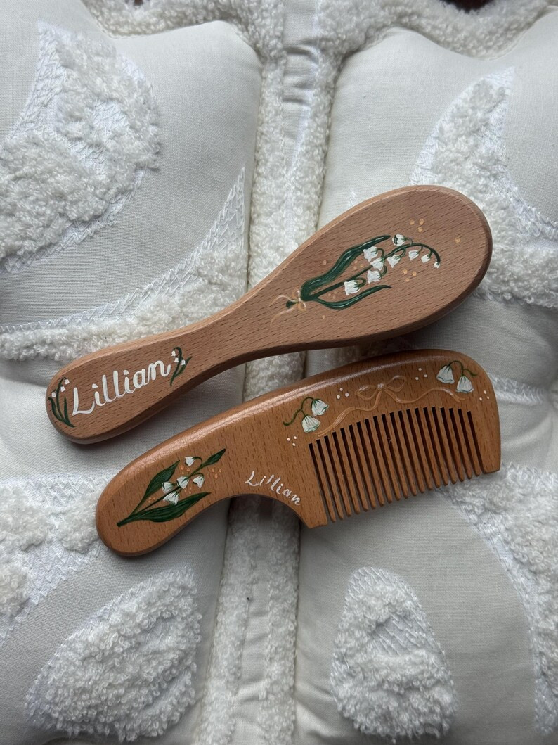 Baby Hairbrush + Comb, Hand-Painted, Birthday, Christmas, Baby Shower Gift | Etsy (Global)