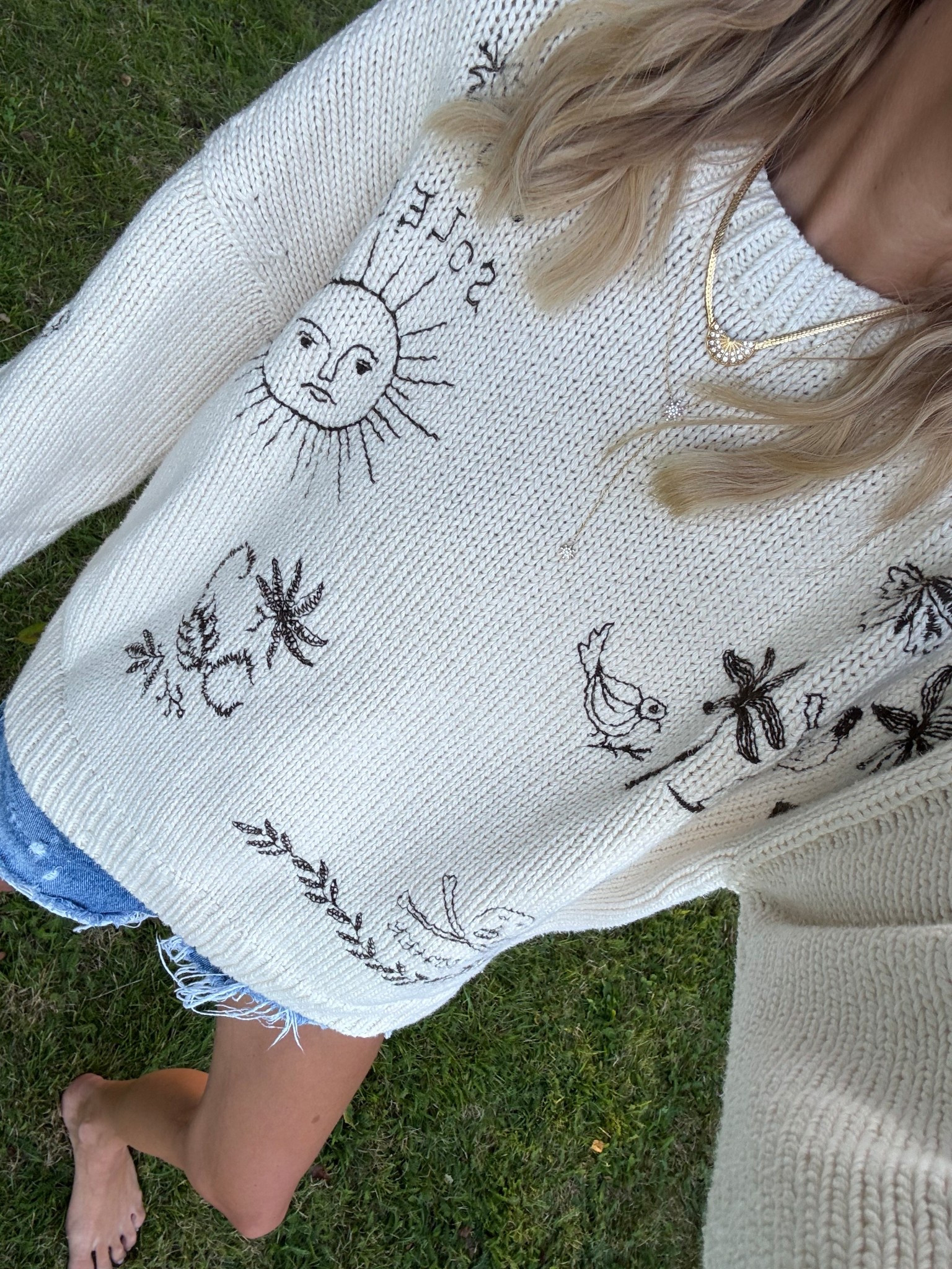 Mother embroidered knitwear 