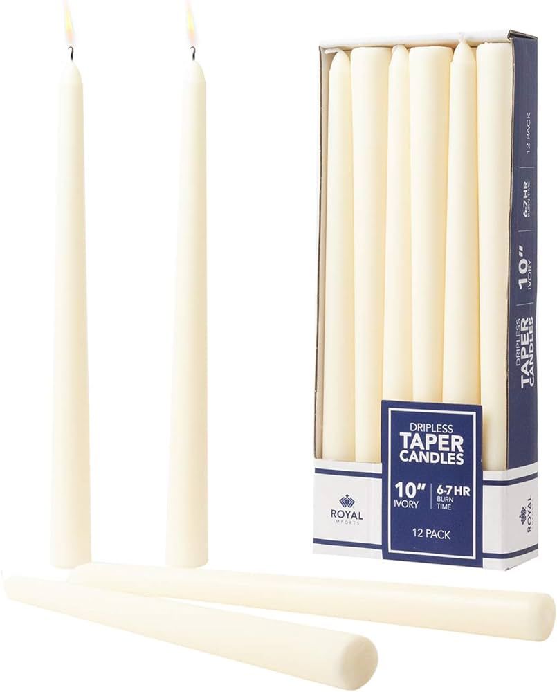 Royal Imports Unscented Taper Candles, Elegant Premium Quality, Dripless & Smokeless, Hand-Dipped... | Amazon (US)