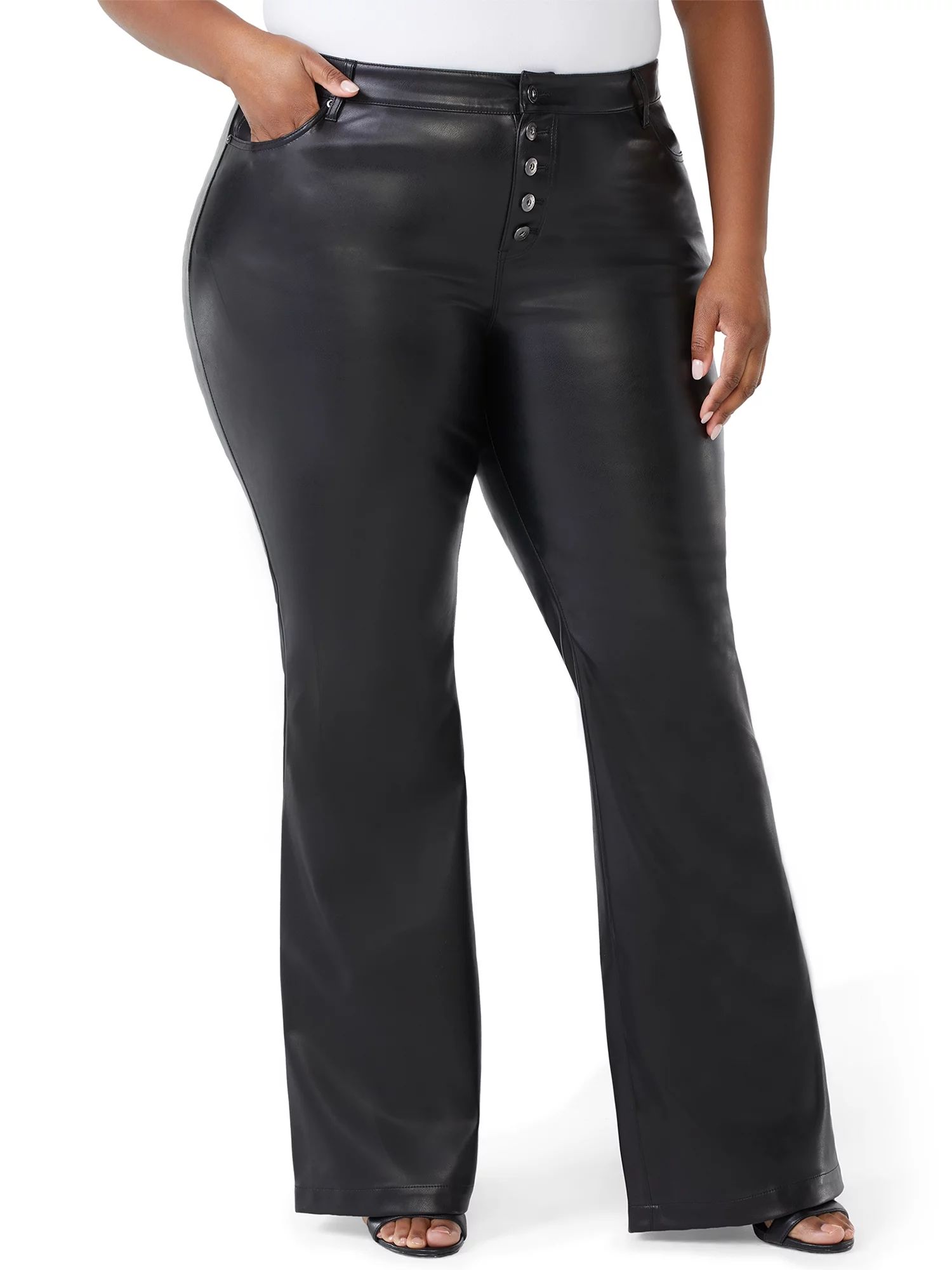 Sofia Jeans by Sofia Vergara Women’s Plus Size Melisa Faux Leather Flare Jeans - Walmart.com | Walmart (US)