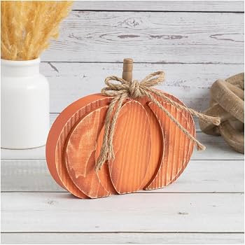 Hobby Lobby Orange Rustic Layered Wood Pumpkin, 6.31" H x 7.56" W | Amazon (US)