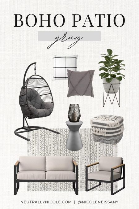 Gray boho patio decor style

// #ltkhome #ltkseasonal #ltkfind #ltkstyletip #ltkunder50 #ltkunder100 home decor, patio decor, backyard decor, patio furniture, backyard furniture, floor pouf, ottoman, outdoor plant, plant stand, outdoor decor, outdoor furniture, outdoor rug, boho rug, geometric rug, area rug, patio rug, throw pillows, hanging egg chair, swinging egg chair, patio chair, lounge chair, patio sofa, outdoor couch, side table, accent table, rattan lanterns, bamboo lanterns, neutrals, neutral style, minimalist, Target, World Market, Home Depot, Wayfair, Urban Outfitters, Amazon