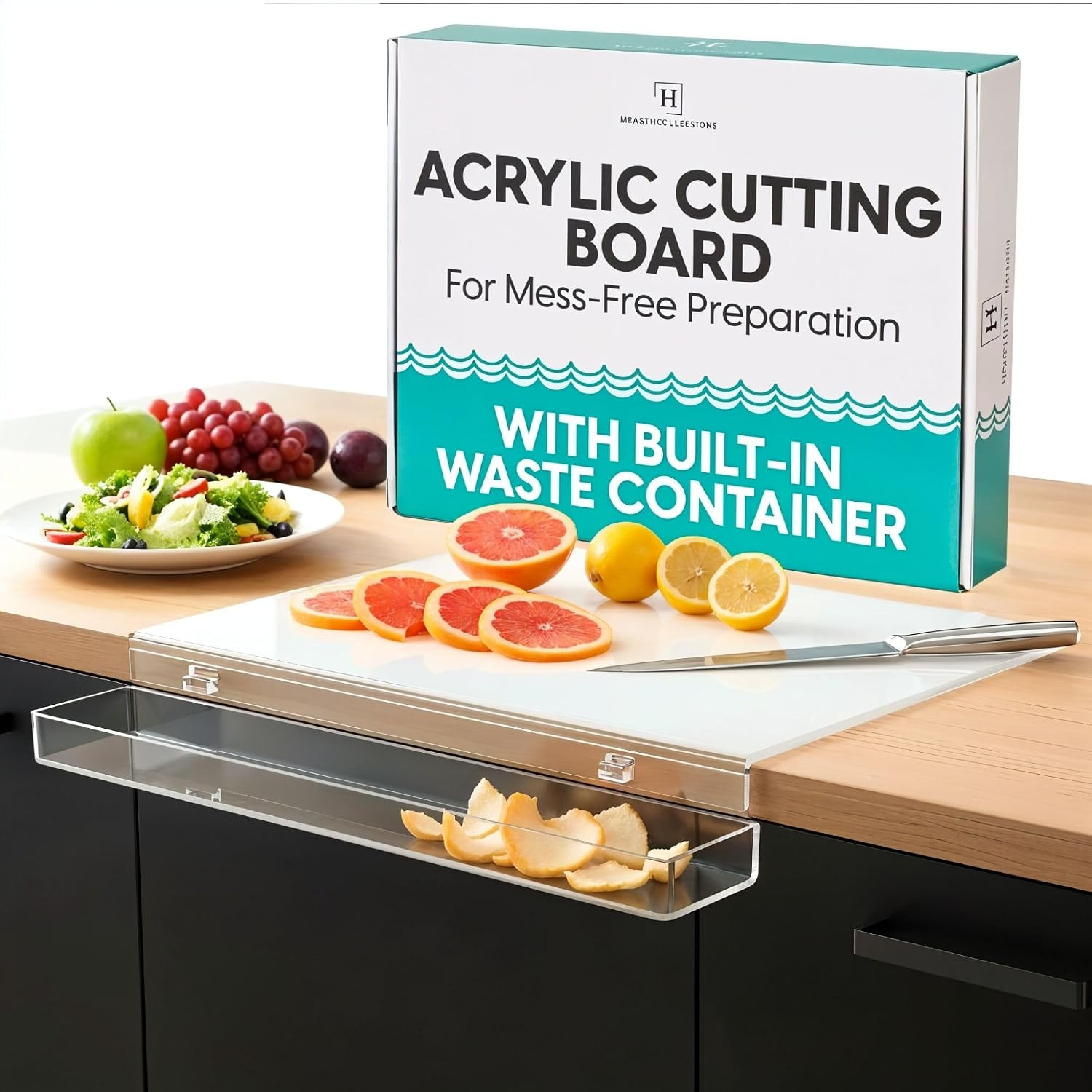 Acrylic Cutting Board with Counter Lip, Waste container, Clear Cutting Boards for Kitchen Counter Non Slip, 18 x13 Inch, Clear, Large Cutting Board for Countertop, Apartment Essentials Kitchen Gifts | Amazon (US)