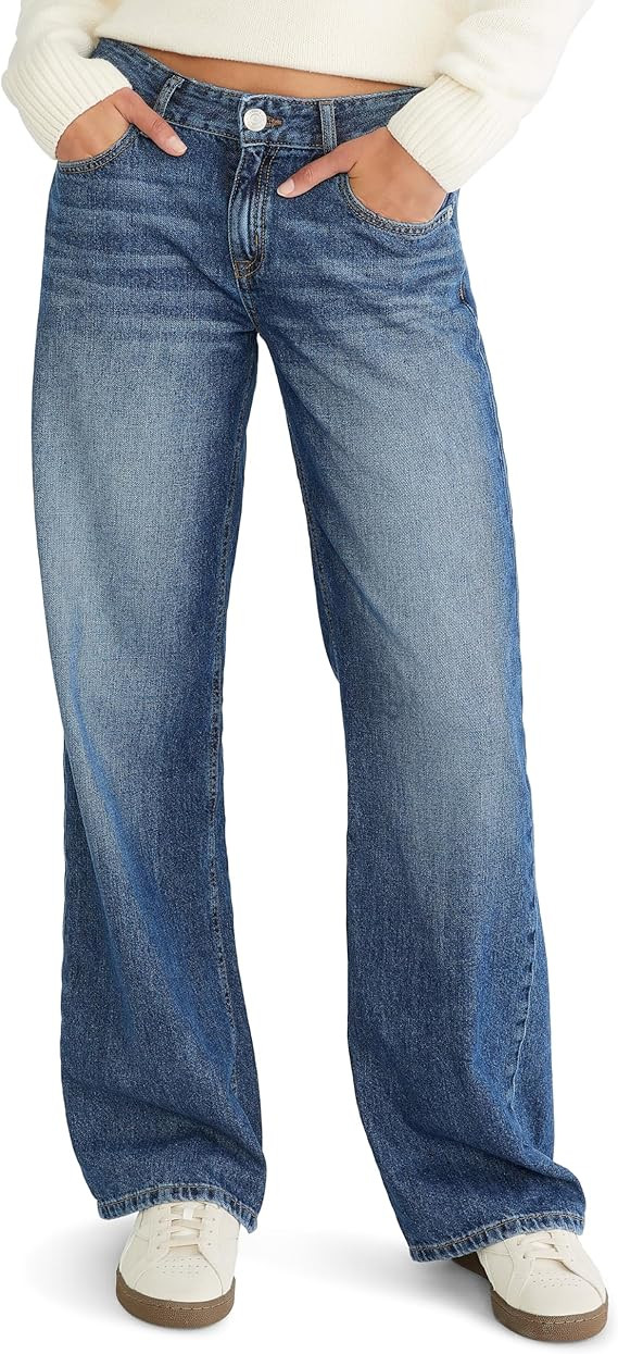 AEROPOSTALE Women's Low Rise Baggy Wide Leg Jean | Amazon (US)