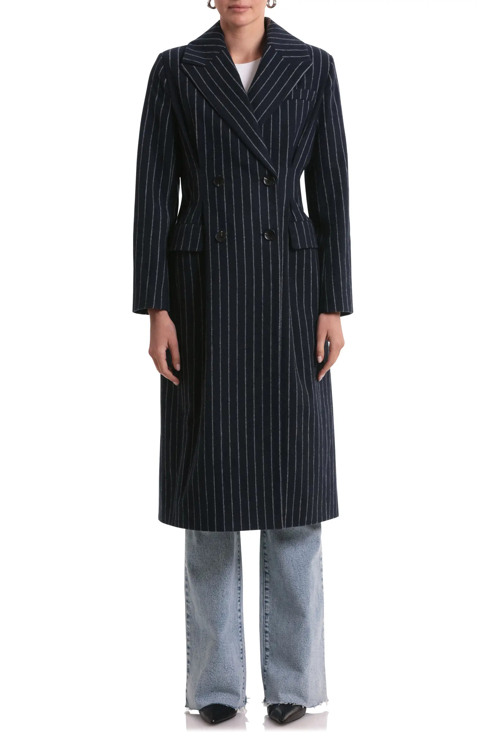 Pinstripe Double Breasted Coat | Nordstrom