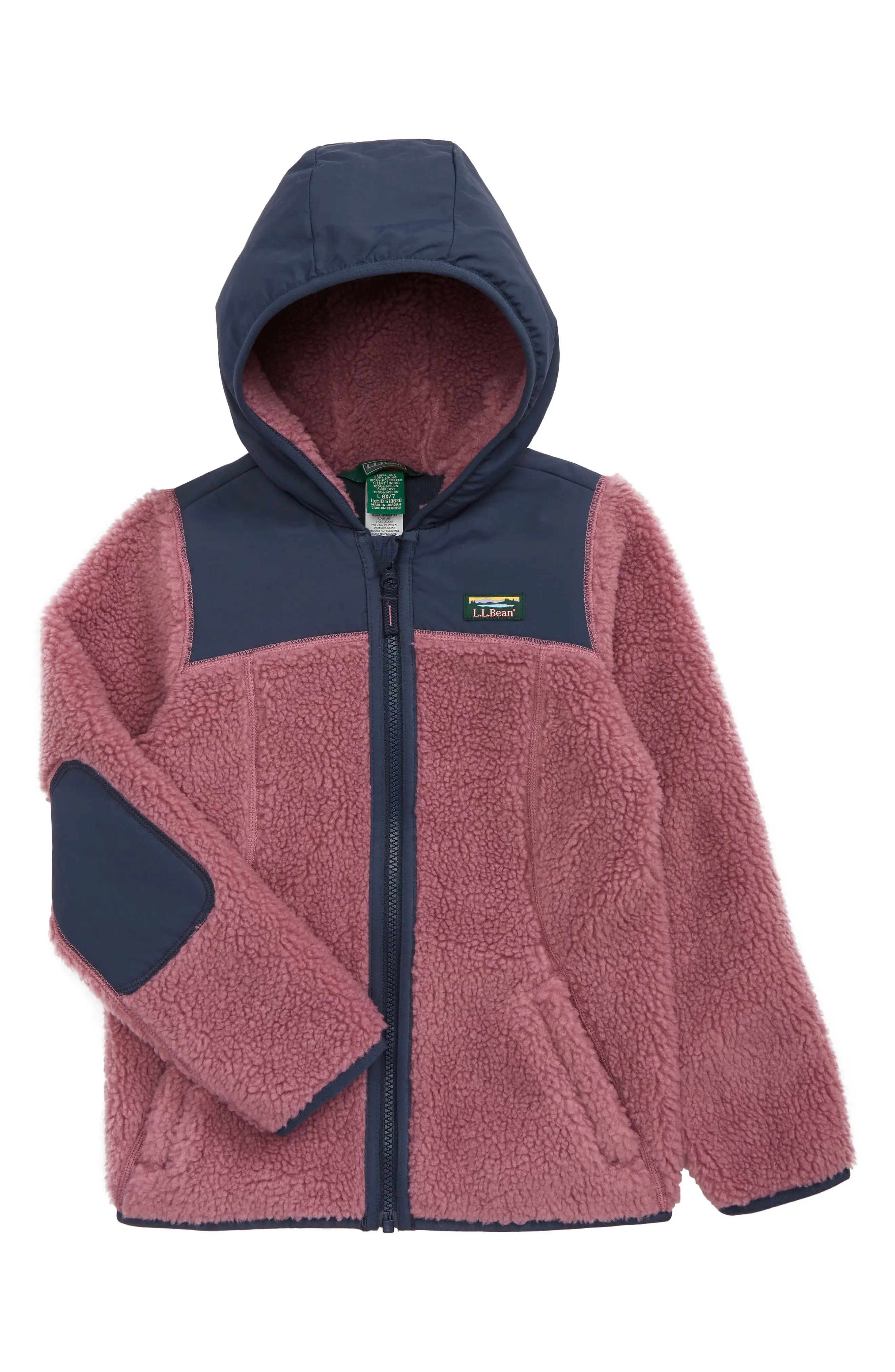 L.L.Bean L.L. Bean Kids' Fleece Jacket in Mauve Berry/Carbon Navy at Nordstrom | Nordstrom