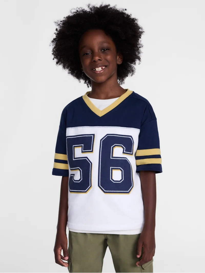 Wonder Nation Boys' Graphic Oversized Jersey Tee with Short Sleeves, Sizes 4-18 & Husky | Walmart (US)