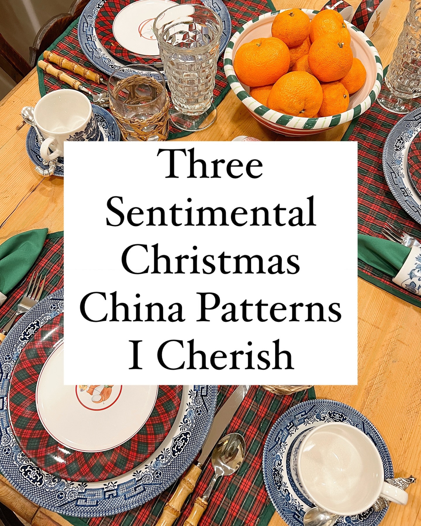 This time of year, I love bringing out my treasured Christmas china patterns—each with a story of its own.  I set out to create a breakfast tablescape at my kitchen table, and it was fun to mix and match and “play” with my pretties.  My three Christmas patterns perfectly blend color, beauty and sentimentality, and I love to use them all throughout the season..

🎁 Fitz & Floyd Winter Holiday: Starting at age 15, my mom gifted me a place setting each Christmas, and I’m so grateful that she picked one she knew I’d love forever!
🤝 Johnson Brothers Old Britain Castles Christmas: In 2019, my best friend Anna started this collection for me, and it truly is lovely. It becomes my everyday china during the Christmas season. 
❤️ Arita Tartan Plaid: Every Christmas morning, my family gathered around the table for breakfast served on these dishes—a tradition I hope to continue forever.

What makes these patterns even more special? They mix beautifully with each other and with other patterns in my dish collection, like classic Blue Willow or simple white dishes. Mixing heirlooms with everyday patterns creates a table full of stories and style.

✨ What heirloom or sentimental pieces make an appearance in your holiday traditions? Share your favorites in the comments!
 And save this post for inspiration or tag a friend who loves vintage and heirloom finds!
•
•
•
•
•
•
Vintage Home Style | Vintage Decor | Vintage Holiday Decor | Eclectic Style | Maximalist Home | Colorful Home | Home Inspiration | Holiday Styling | Collected Home | Vintage Christmas | Curated Home | Traditional Christmas | Traditional Home | Sentimental Style | Curating a Joyful Life | The Sentimental Decorator

#tablescapetuesday #christmastablescape #sentimentalhome #vintagechristmas #thesentimentaldecorator #sentimentalstyle #styleyourstory #herbeautifulhaven #curatingajoyfullife #hervintagehaven  #holidaytraditions #curatingajoyfullife #christmastable
