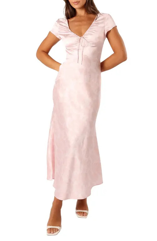 Petal & Pup Benton Satin Maxi Dress in Pink Floral at Nordstrom, Size Medium | Nordstrom