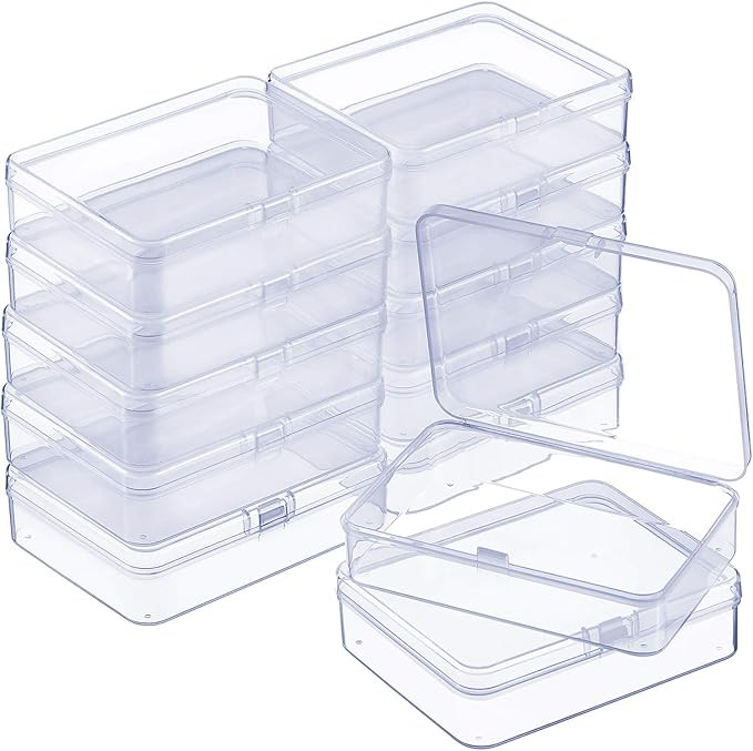 SATINIOR 12 Pack Clear Plastic Beads Storage Containers Box with Hinged Lid for Beads and More (4... | Amazon (US)