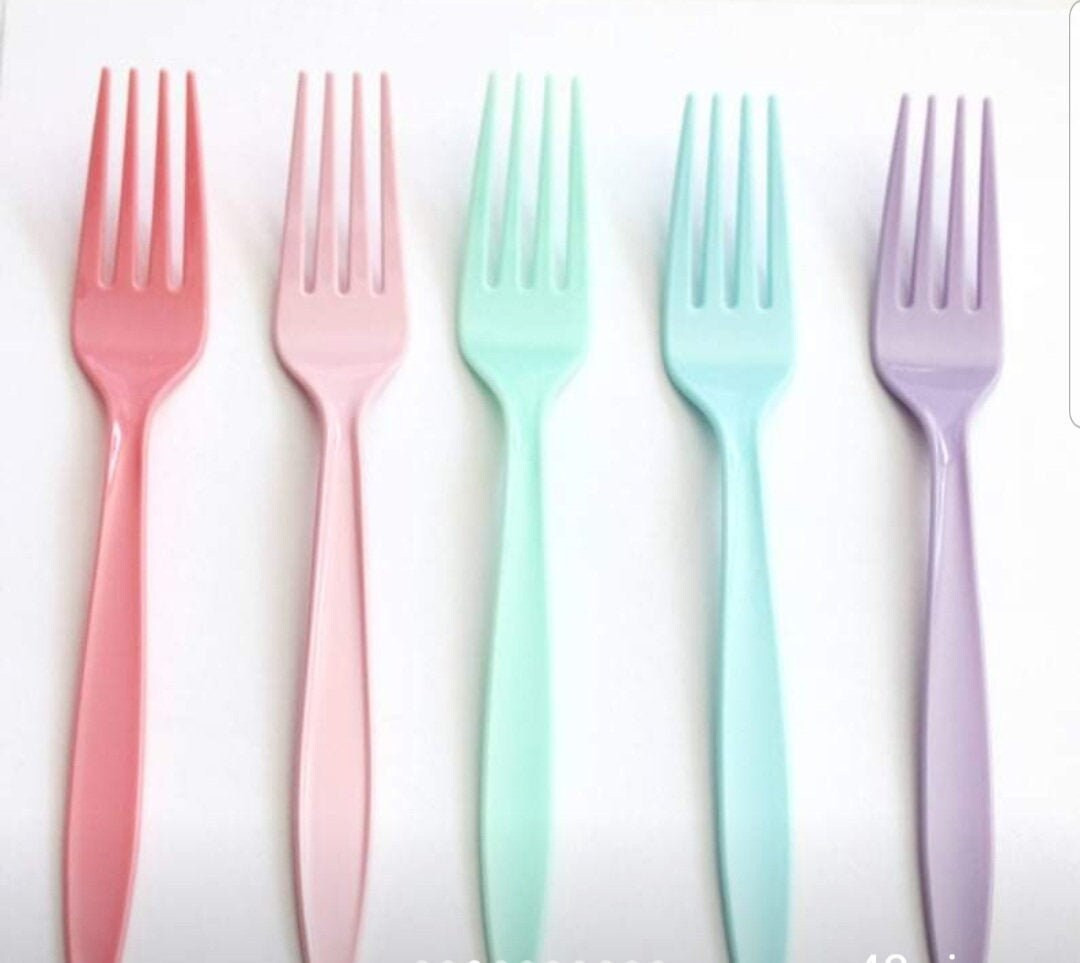 Sale 25 UNICORN FORKS Pastel Plastic Disposable Forks Cutlery Unicorns Rainbows Birthday Magical ... | Etsy (US)