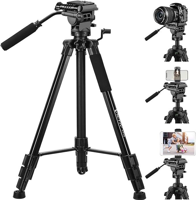 Tripod, 73 inch Tripod for Camera 15 lbs Loads with Fluid Head, 2 Quick Release Mounts and Tablet... | Amazon (US)