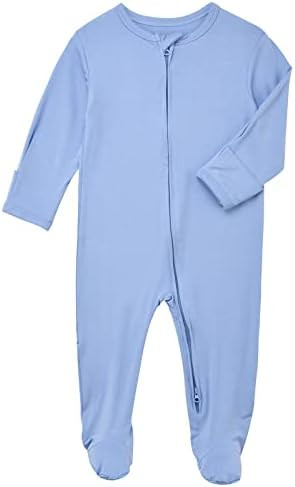 Aablexema Baby Footie Pajamas Zipper - Rayon from Bamboo Infant Footed Pjs with Mittens Sleepwear... | Amazon (US)
