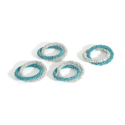 Aqua & Silver Intertwine Napkin Rings (Set of 4) | Wayfair North America